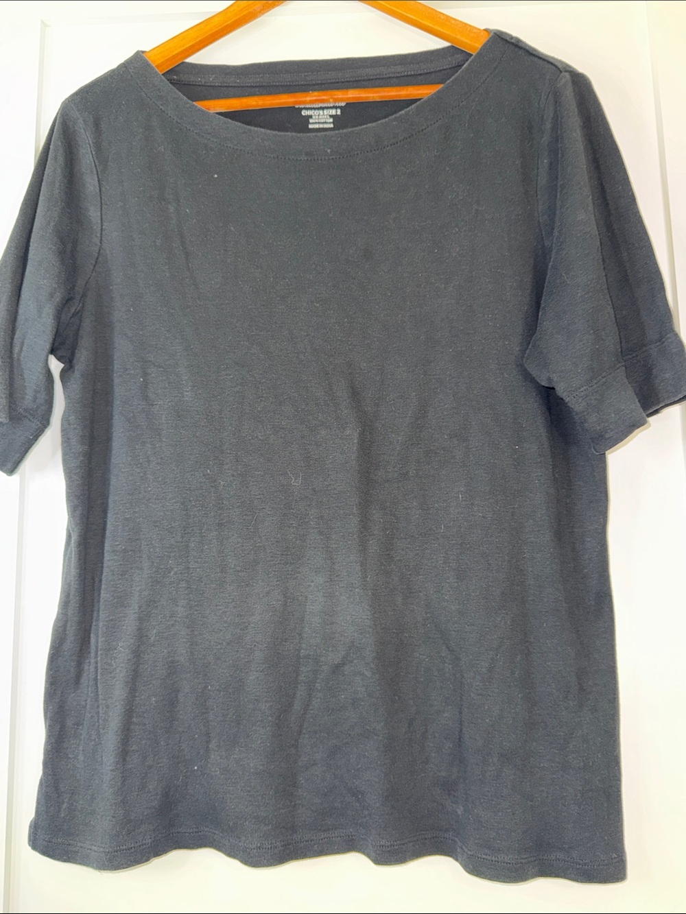 Chicos Ultimate Basic Black Short Sleeve Tee Sz Large